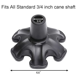 YAMTHR Cane Tip with 6 Support Rubber Foot for Walking Canes 3/4 Inch Shaft, Self-Standing, Anti-Slip Stable 6 Point Cane Tip Universal 6 Leg Attachment for Walking Stick (Black)