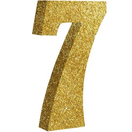 TONIFUL 7.8 Inch Gold Glitter Number 7 Wooden Table Centerpieces Birthday Party Decorations,Shining Golden Digit 7 for Birthday Decorations,New Year,Graduation Decoration,Anniversary,Prop (1 Pack)