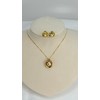 BAMIKI Golden Pearl Necklace and Earrings Set, Saltwater Cultured Pearl