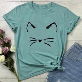 LOOKFACE Women Graphic T Shirts Cute Tees Light Green Large