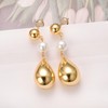 Vissen Golden Teardrop Chunky Earrings Hanging Women's Earrings White Pearls