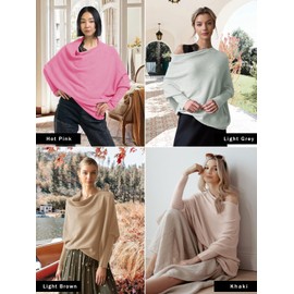 Imily Bela Batwing Boat Neck Sweaters for Women Spring Long Sleeve Soft Knit Loose Baggy Pullover Jumper Top Khaki