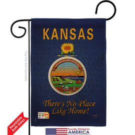 Kansas Burlap Garden Flags Pack Americana States USA American Territories Republic Country Particular Area Vintage Applique Small Decorative Gift Yard House Banner Double-Sided Made In 13 X 18.5