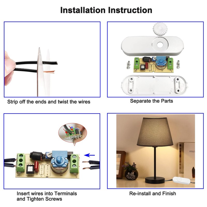 Inline Dimmer Switch, Knob Lamp Dimmer, Cord Lights Switch Replacement