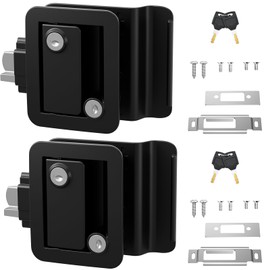EVOHY RV Door Lock Replacement with Paddle Latch, Black RV Door Handle Lock for Travel Trailers and Campers(Includes Same Key)