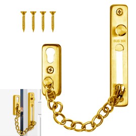Door Security Chain, Door Chain, Door Chain Lock Made of 304 Stainless Steel, Door Chain Lock with Screw, Door Chain Security Lock for Home, Hotel, Interior Doors and Windows (Gold)