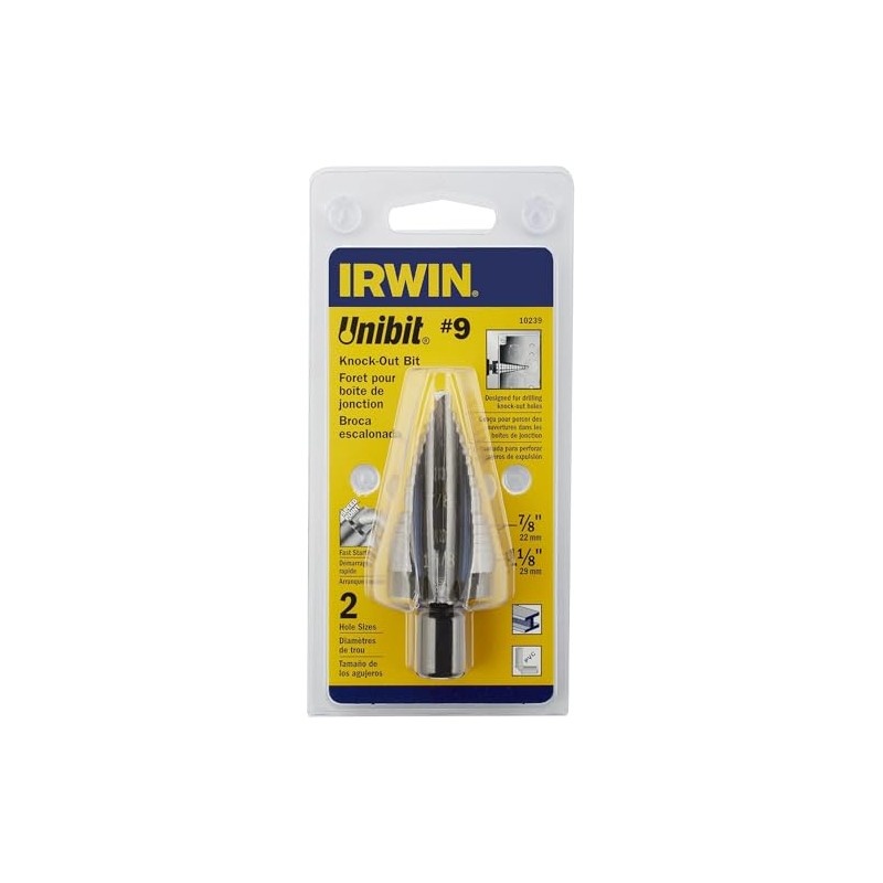 Irwin Tools Unibit #9 7/8-Inch and 1-1/8-Inch Step-Drill Bit, 1/2-Inch