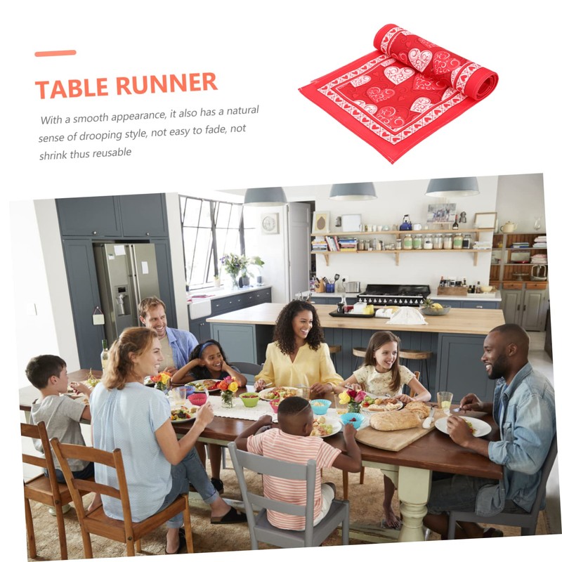 BIUDECO Heart Pattern Tablecloth Valentine's Day Table Runner Kitchen Decor