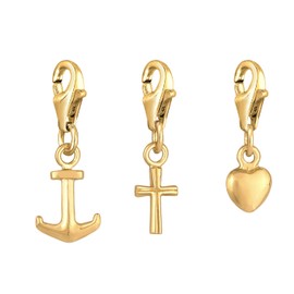 Nenalina Cross Anchor and Heart Lobster Clasp Charm Pendant for Charm Bracelet Made of 925 Sterling Silver 0408491820, Sterling Silver