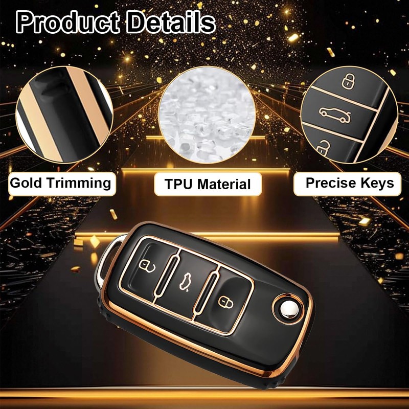 Autoschlüssel Hülle Kompatibel mit VW, TPU Silikon Schlüsselhülle Cover für