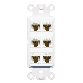 Wallplate City 6 Port Cat6 Ethernet RJ45 Coupler Jack Wall Plate-Rocker White