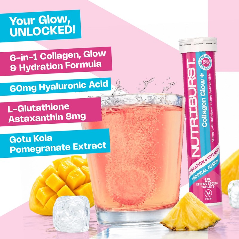 Nutriburst Collagen Beauty+ Effervescent Tablets - Vitamin C, Zinc &