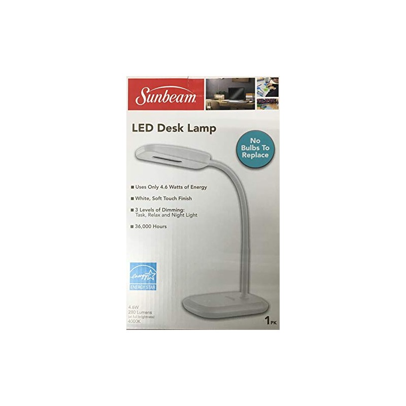 New SUNBEAM Flexible Neck LED Desk LAMP Adjustable Light Energy