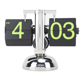 Fabater Retro Digital Folding Clock, Modern Mechanical Retro Folding Clock, Stainless Steel Folding Table Clock, Digital Table Clock for Home, Office, School, Hotel, Cafe, (Stainless Steel Green