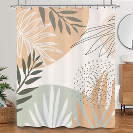 Laifzere Boho Aesthetic Sage Green Abstract Shower Curtain Green Leaf Mid Century Shower Curtain for Bathroom Set Bohemia Plants Minimalist Tropical Shower Curtain for Bathtub Decoration 60x72 Inch