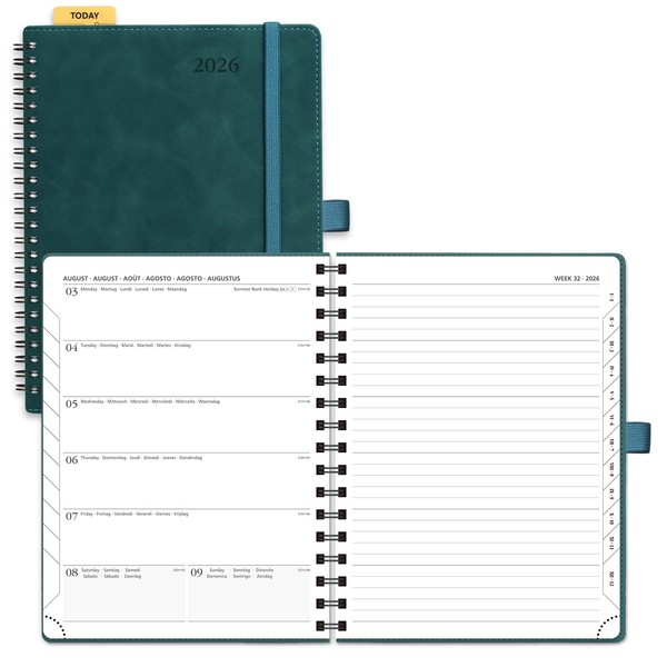 POPRUN Calendar 2026, Book Calendar, Ring Binder with Soft Cover,