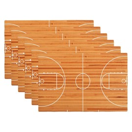 Basketball Court Placemats Set of 6 Linen Washable 12x18 Inch