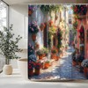 Italian Street Shower Curtain Tuscany Renaissance Flower Town Rustic Floral