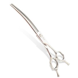 Stjuo Professional Dog Grooming Scissors, Japanese 440C Stainless Steel, 62 HRC Hardness, Curved Chunker