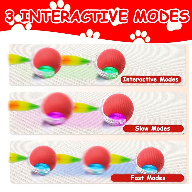 JinRui-T 2 PCS Active Rolling Ball with Tail for Dogs,Interactive