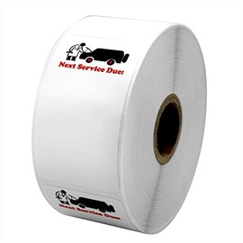 Car Check Printer Auto Service Reminder Stickers, Next Service Due Text with Mechanic with Car Logo, 500 Count, 1.5W x 2.5H