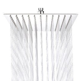 Elbe® Rain Shower Head, 20 x 20 cm Square Shower Head Made of 304 Stainless Steel, Ultra Flat Shower Head with Anti-Limescale Nozzles, Easy to Clean