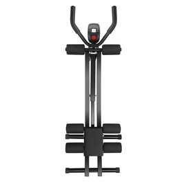 Collapsible Abdominal Machine with LCD Display, 150kg Load Home Gym Ab Trainer Machine with Ergonomic Handle, Easy to Assemble Waist Trainer Workout Equipment for Men Women - Color: Black