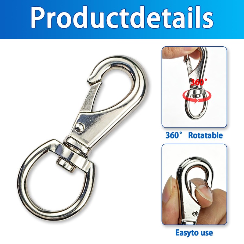2.6in Swivel Snap Hooks, 2Pack Stainless Steel Trigger Clips, Corrosion