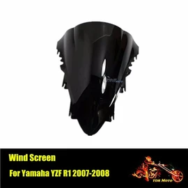TDR Black Windscreen Windshield for YZF R1 2007 2008, Durable ABS Motorcycle Windshield
