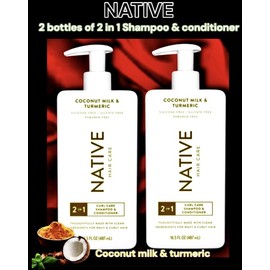 Native 2pk NATIVE 2 in 1 Coconut Milk & Turmeric Curl Care Shampoo & Conditioner 487ml