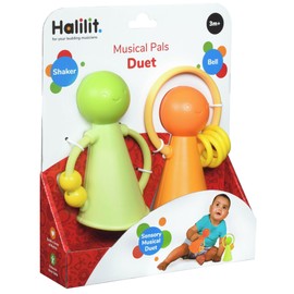 Halilit Music Pals Duet – Set of 2 Baby Musical Shakers for Sensory Play | Easy-Grip BPA-Free Instruments for Infants | Bright, Textured Sound Toys | Suitable from 3 Months+ | Colours May Vary