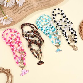 KZL Surfer Heishi Bracelets Set for Women Western Cowgirl Beaded Stretch Bracelet Bohemian Hat Boots Beer Bottle Disco Ball Stackable Charm Bracelets Summer Beach Jewelry -Set 1
