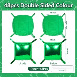 NISOCY 48PCS Green Square Foil Balloons Wall Backdrop Double Sided Green Balloons Tunnel Arch Kit for Baby Shower Birthday Anniversary Summer Party Decoration