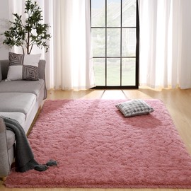 Kelarea Super Soft Shaggy Rug Fluffy Bedroom Carpets, 5x8 Feet Blush, Modern Indoor Fuzzy Plush Area Rugs for Living Room Dorm Home Decorative Kids Girls Children's Floor Rugs