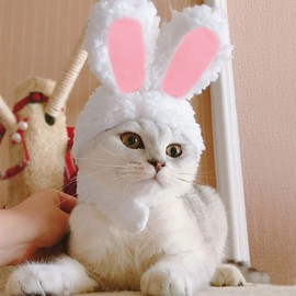 YUJUN Cat Easter Cute Costume Pet Bunny Rabbit Hat with Ears for Cats Small Dogs Puppy Easter Party Costume Accessory Headwear