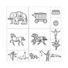 ExcelMark Circus Themed Engraved Wood Rubber Stamp Set - 13