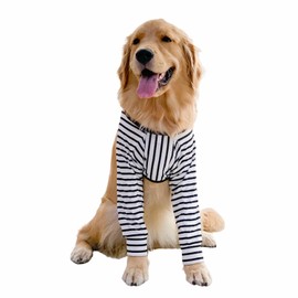 Harikaji Dog Elbow Protector, Long Sleeve Dog Joint Recovery Sleeve for Prevent Licking Wound, Dog Elbow Sleeves Long with Mesh Pad for Medium Large Dogs (Stripe,L)