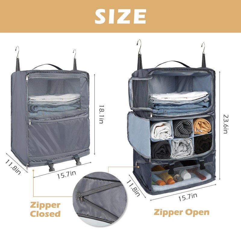 Surblue Hanging Travel Shelves Compression Packing Cube for Carry-on Luggage