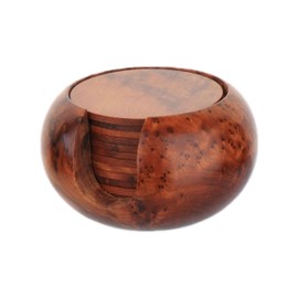 NKlaus 12-Piece Set of Cedar Wood Drink Coasters in Hemisphere Box - Round Cup Mats in Elegant Wood Look - Natural Design - Gift Idea Kitchen 16663