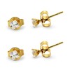 BEBERLINI Stud Cubic Zirconia 14K Gold Earrings Square Shiny Sparkle