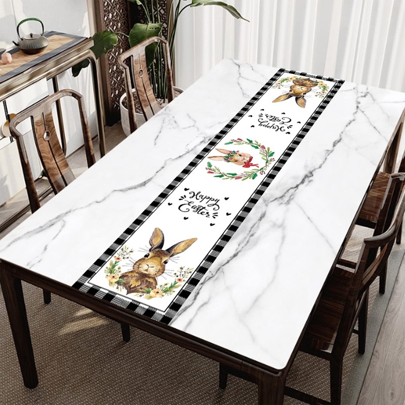 Easter Table Runner Rabbit Tablecloth Table Cover Decor for Home