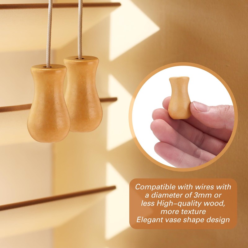 Boao 12 Pieces Wood Blind Pull Cord Knobs 12.6" x