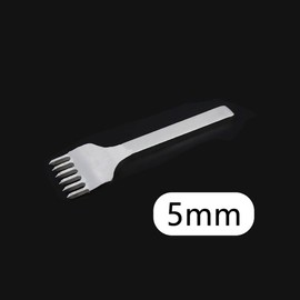 Leather Chisel Set 3 Pieces 6 Prong Steel Leather Craft Row Hole Punch for DIY Leather Craft - 5mm