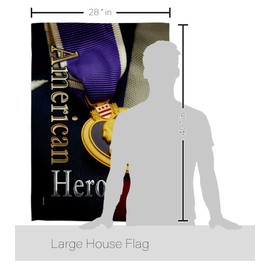 Breeze Decor H108407-BO Purpel Heart Hero Americana Military Decorative Vertical House Flag, 28"x 40", Multi-Color