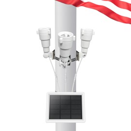 Etzeaxus Solar Flag Pole Light, Flagpole Light Solar Powered, 3 Super Bright PC Crystal LED Spotlights, Adjustable Bracket & Metal Clamp Fits 2-3.5'' Flagpole, 8-12 Hrs, 360 Degrees Illumination
