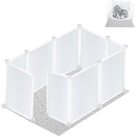 Pet Litter Box Enclosure Splash Guard with Mat,DIY Extra Large Cat Litter Box Shields for Open Top Litter Pan.Small Animal Pen for Hamsters, Guinea Pig，etc. (White 9PCS, X-Large)