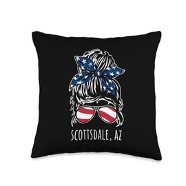 Scottsdale AZ Messy Hair Bun Ribbon Sunglasses Design Throw Pillow
