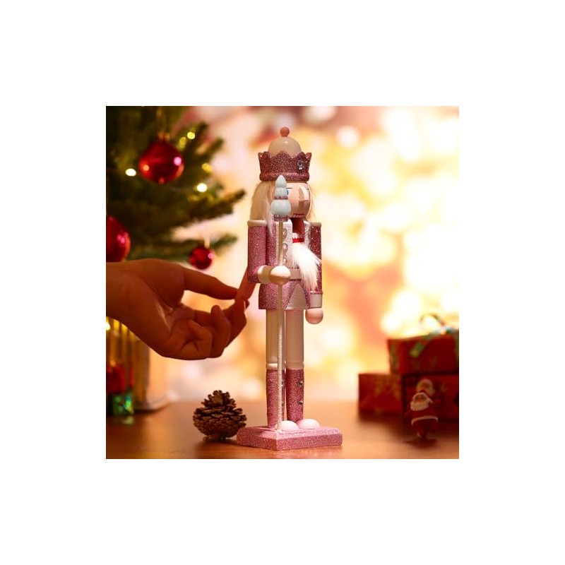 BESPORTBLE Pink Nutcracker Christmas Decorations, Pink Nutcracker Soldier Wooden Nutcracker