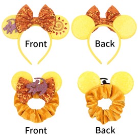 zhezesmila Lion King Minn Ears Headband, Simba Minn Ears Headband, Animal Kingdom Minn Ears, Rainbow Sparkle Mouse Ears,Minn Ears Hair Accessories for Girls