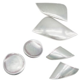 S SIZVER Interior Matte Silver Polished Steel Front Door Full Speaker Round Cover KIT Mesh Grille Compatible with Model 3